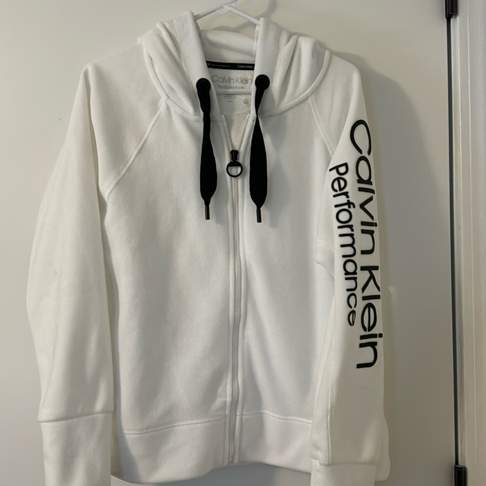 Calvin Klein performance white zip front hoodie